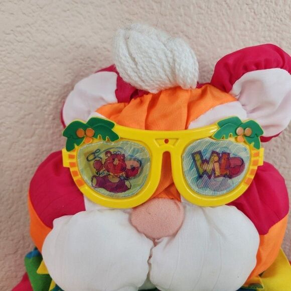 Vintage 80s Wild Thing Puffalump Tiger Plush Cat Orange Hawaiian Shirt - Picture 3 of 7